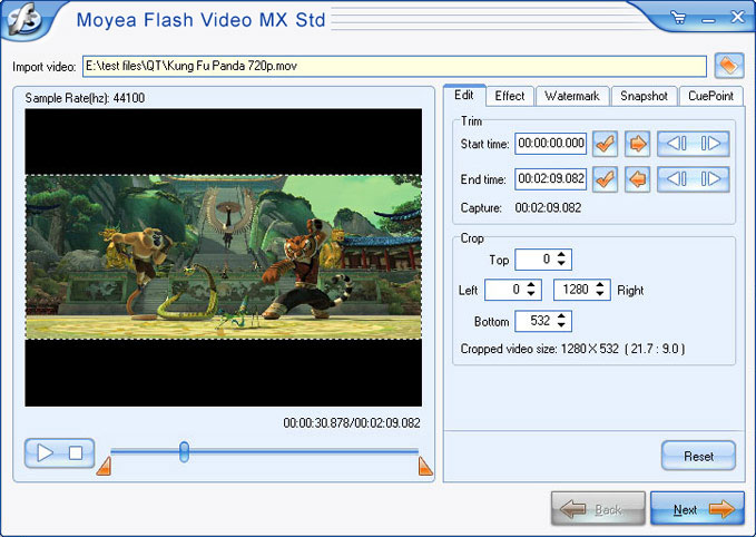 Click to view Moyea Flash Video MX Std 6.0.1.1104 screenshot